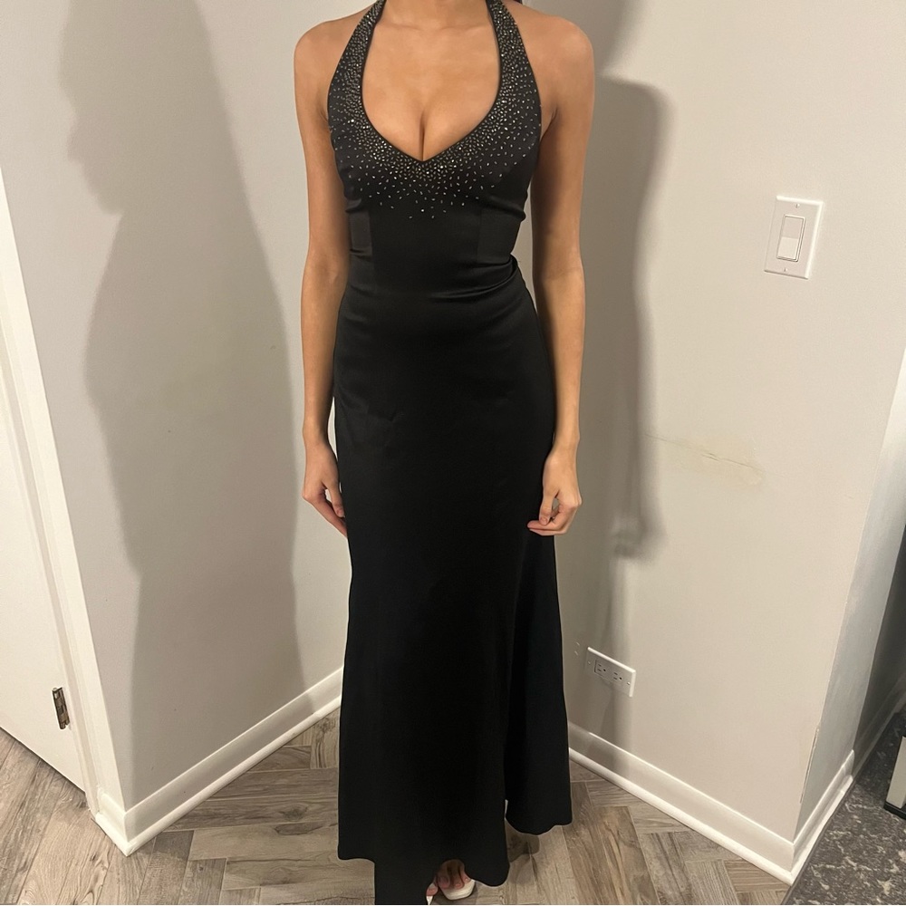 Elegant Black Halter Prom Y2K Dress